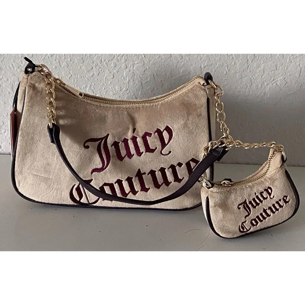 Juicy Couture Pecan & Chocolate‎ Better Together Hobo Bag With Mini Bag NEW